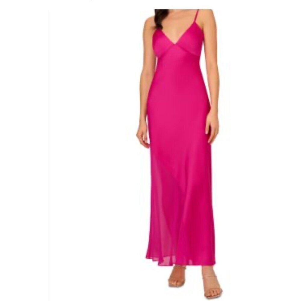 Gianni Bini V-Neck Slip Women's Cocktail Maxi Dress Color Red, Pink Sz 10 Gown
